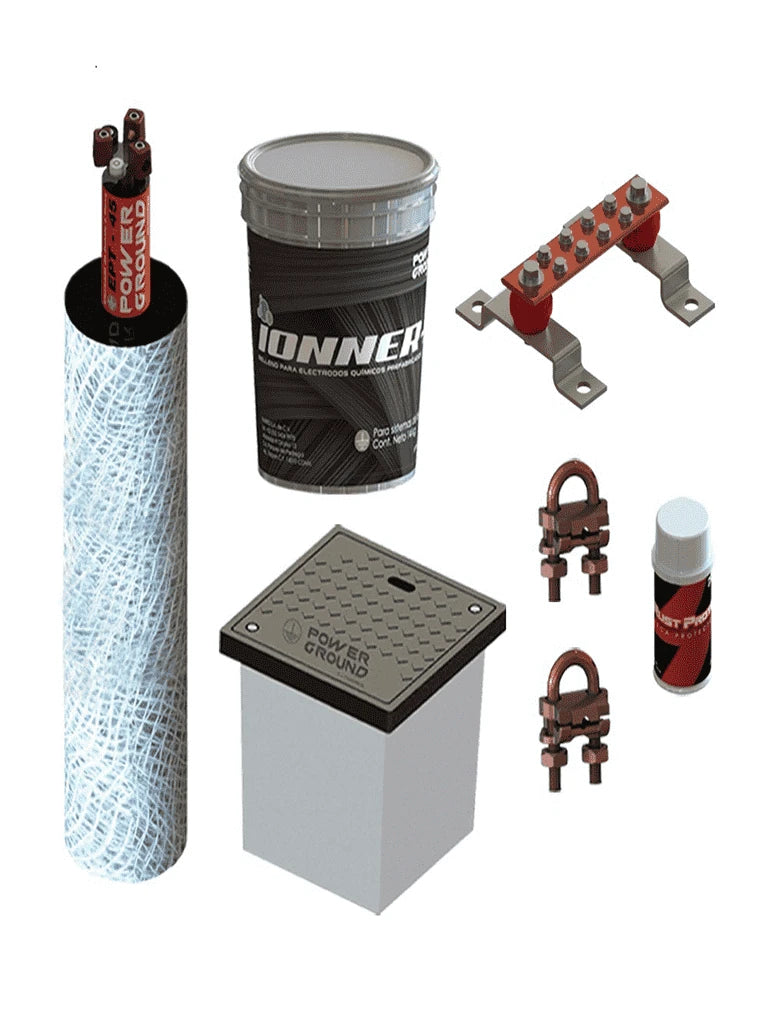 PARRES PBG-45 KIT DE TIERRA FÍSICA PARA SITE DE TELECOM. EL ELECTRODO EPT-45 EN CONJUNTO CON EL COMPUESTO QUÍMICO Y DEMÁS ELEMENTOS DISMINUYEN LA RESISTENCIA ELÉCTRICA, FACILITANDO ASÍ EL PASO DE LA CORRIENTE-Tierras Físicas y Pararrayos-PARRES-Bsai Seguridad & Controles