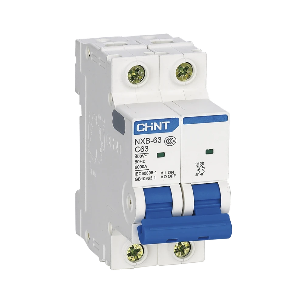 PASTILLA PARA RIEL DIN, 2 POLO, 63 AMP, VCA:110/415V, 6KA, CATÁLOGO: NXB632PC63, SERIE: NXB-63.-Área Eléctrica-CHINT-Bsai Seguridad & Controles
