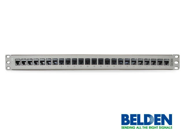 PATCH PANEL BELDEN AX103254 CAT6A 24PTOS 1U PRECARGADO 10GX TITANIUM-Patch Panels-BELDEN-Bsai Seguridad & Controles