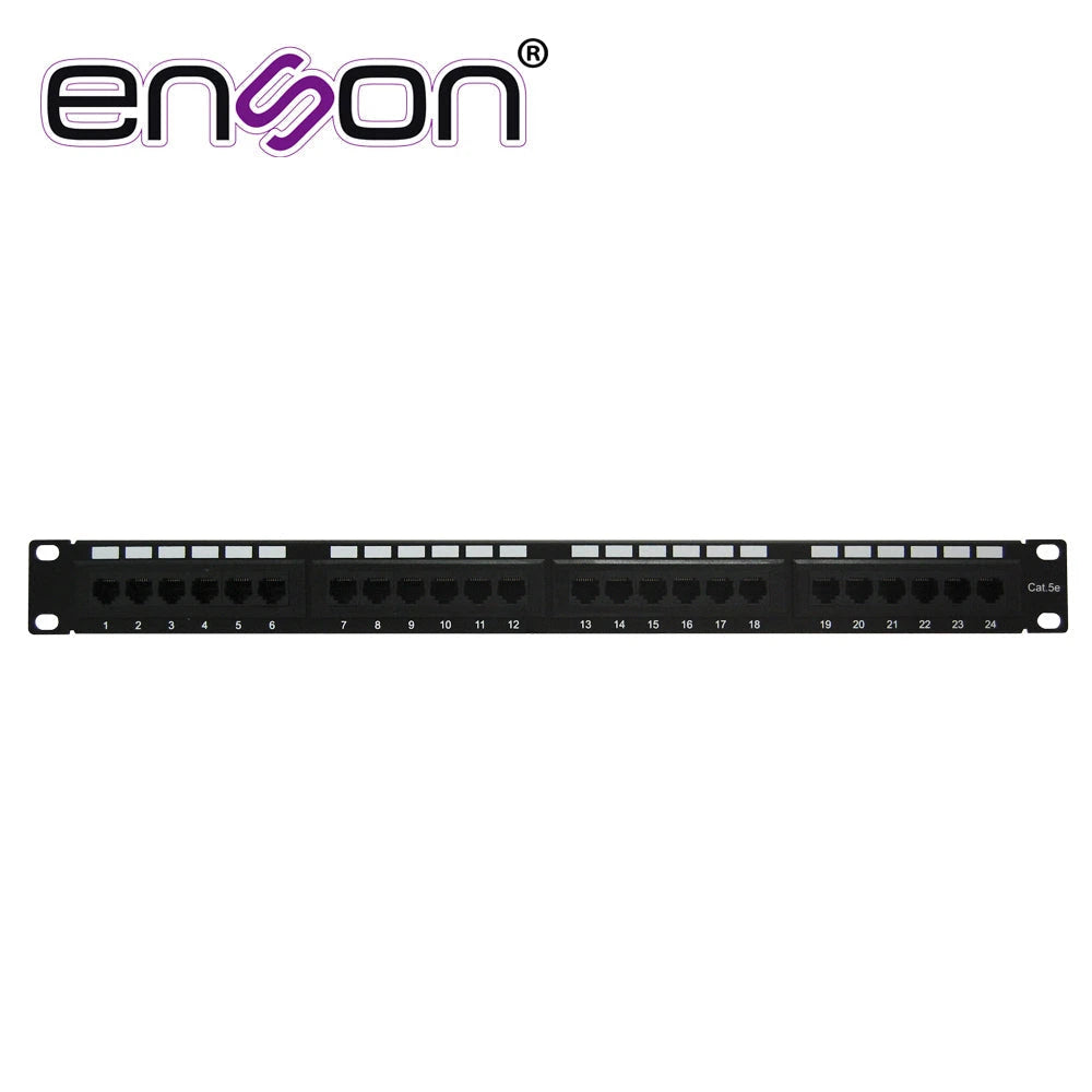 PATCH PANEL ENSON ENS-PA24P5E 1UR PRECARGADO CAT5E 24 PUERTOS MONTAJE EN RACK ESTANDAR 19-Patch Panels-ENSON-Bsai Seguridad & Controles