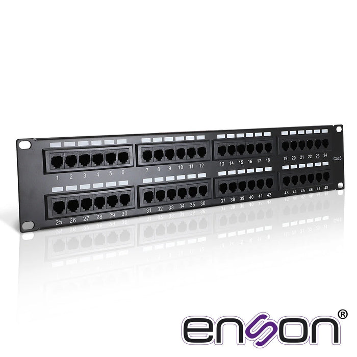 PATCH PANEL ENSON ENS-PA48P7 2UR PRECARGADO CAT6 48 PUERTOS MONTAJE EN RACK ESTANDAR 19-Patch Panels-ENSON-ENS-PA48P7-Bsai Seguridad & Controles