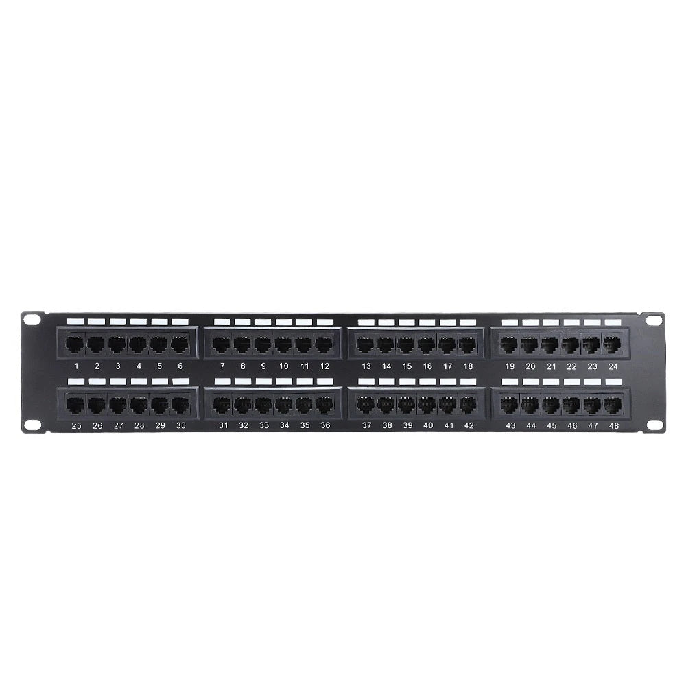 PATCH PANEL ENSON ENS-PAT48C6A 2UR PRECARGADO CAT6A 48 PUERTOS MONTAJE EN RACK ESTANDAR 19 PULGADAS-Cableado Estructurado-ENSON-Bsai Seguridad & Controles