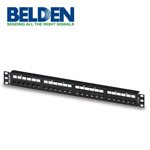 PATCH PANEL REVCONNECT BELDEN RV6PPF1U24BK CAT6 24 PUERTOS RJ-45 (PRECARGADO) COLOR NEGRO 1 UNIDAD DE RACK HERRAMIENTA COMPATIBLE RVUTT01 USO INTERIOR CALIBRE DEL CONDUCTOR 23-24 AWG INCLUYE TORNILLOS CORREA VELCRO BARRA ADMINISTRACION TRASERA GUIA DE ...-Canalizacion-BELDEN-Bsai Seguridad & Controles