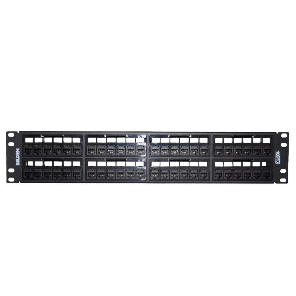 PATCH PANEL REVCONNECT BELDEN RVAPPF2U48BK CAT6A 48 PUERTOS RJ45 (PRECARGADO) COLOR NEGRO 2 UNIDADES DE RACK HERRAMIENTA COMPATIBLE RVUTT01 USO INTERIOR CALIBRE DEL CONDUCTOR 23-24 AWG INCLUYE TORNILLOS CORREA VELCRO BARRA ADMINISTRACION TRASERA GUIA D...-Cableado Estructurado-BELDEN-Bsai Seguridad & Controles