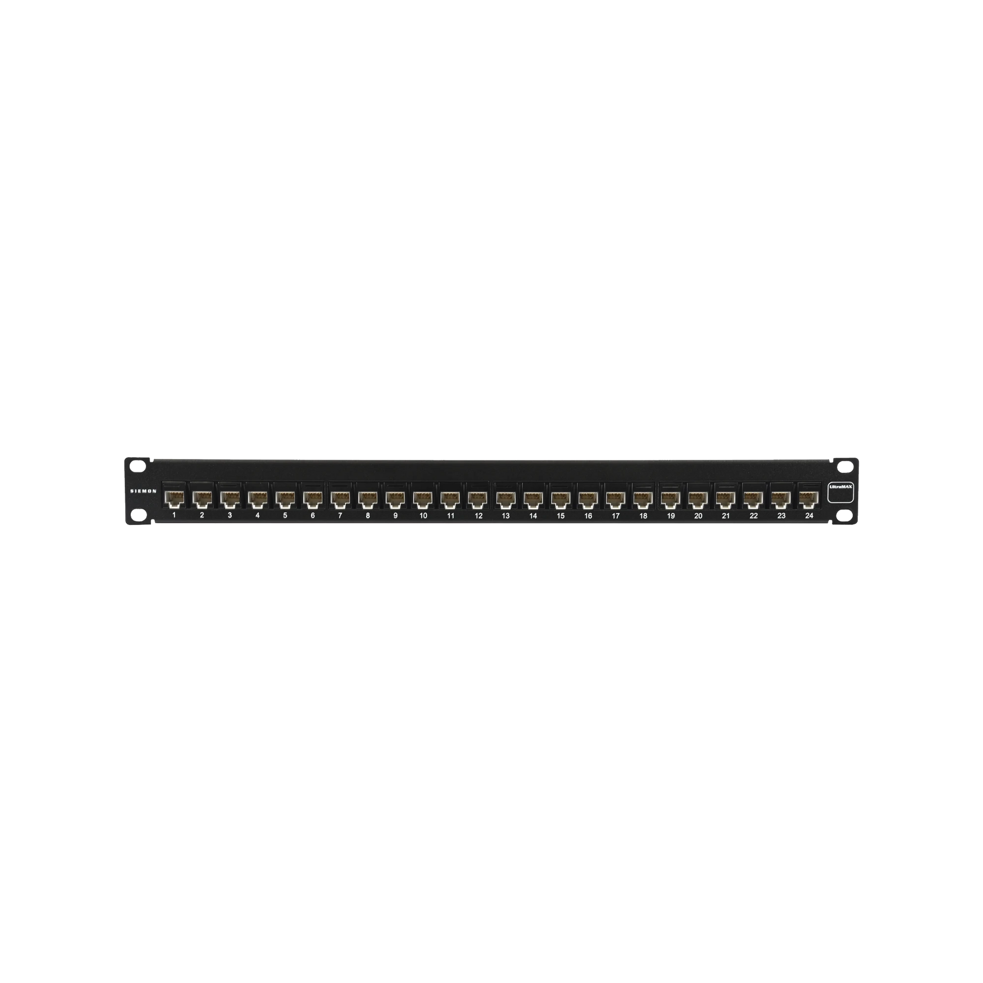 PATCH PANEL ULTRAMAX. UTP, PRECARGADO CON JACKS CAT5E, 24 PUERTOS, PLANO, 1U-Cableado de Cobre-SIEMON-Bsai Seguridad & Controles