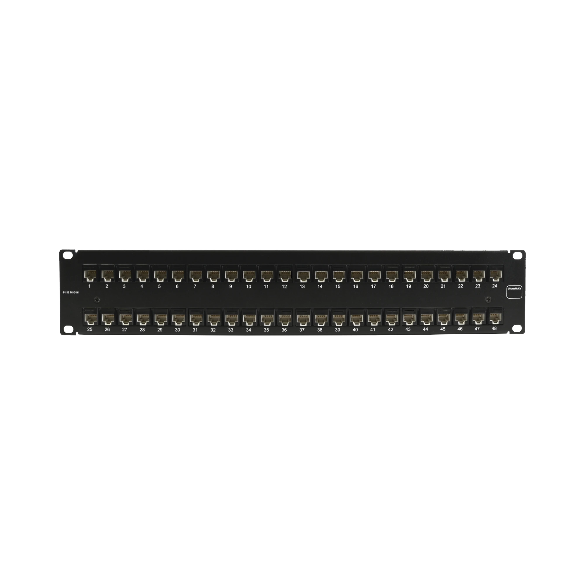 PATCH PANEL ULTRAMAX. UTP, PRECARGADO CON JACKS CAT5E, 48 PUERTOS, PLANO, 2U-Cableado de Cobre-SIEMON-Bsai Seguridad & Controles