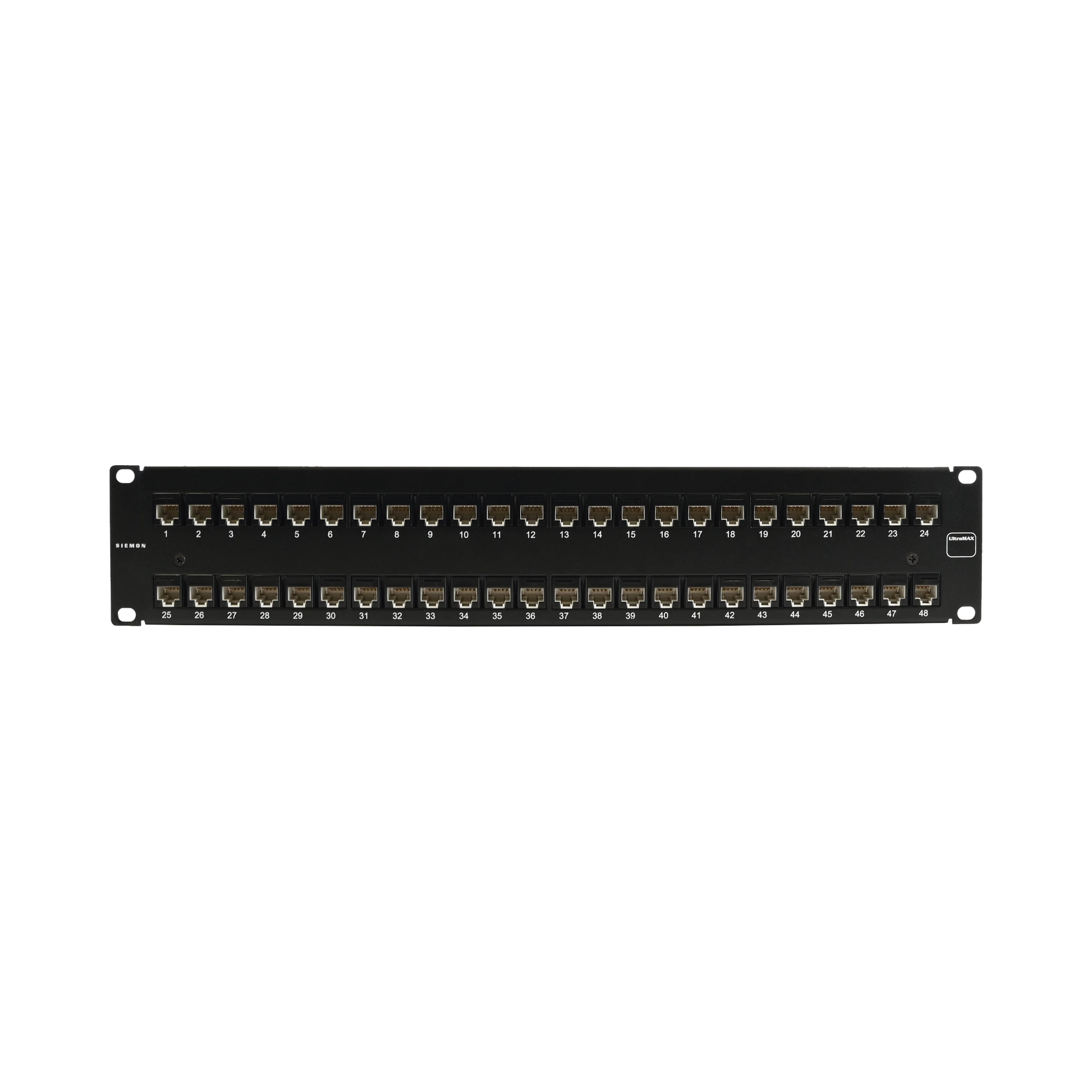 PATCH PANEL ULTRAMAX. UTP, PRECARGADO CON JACKS CAT6A, 48 PUERTOS, PLANO, 2U-Cableado de Cobre-SIEMON-Bsai Seguridad & Controles