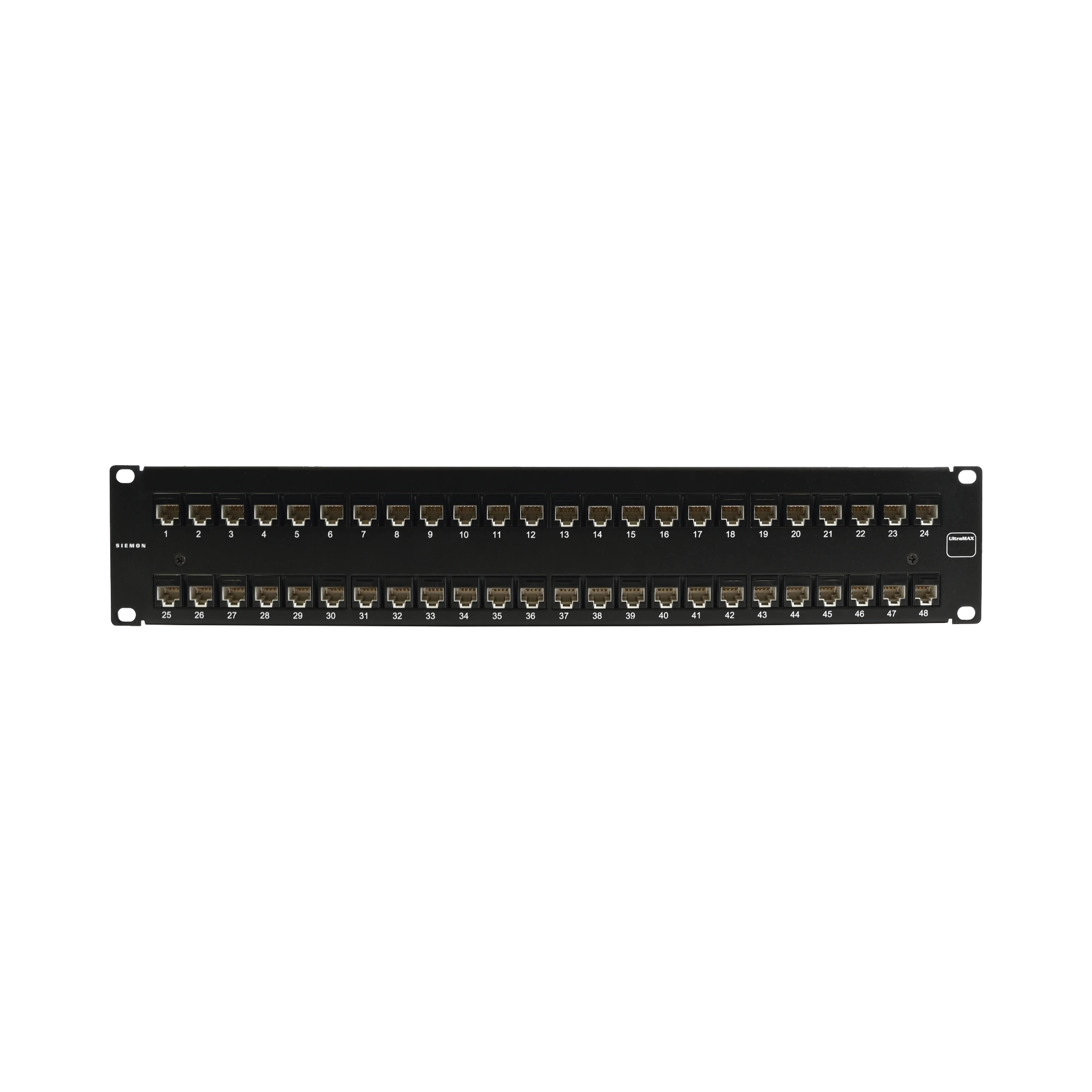 PATCH PANEL ULTRAMAX. UTP, PRECARGADO CON JACKS CAT6A, 48 PUERTOS, PLANO, 2U-Cableado de Cobre-SIEMON-Bsai Seguridad & Controles