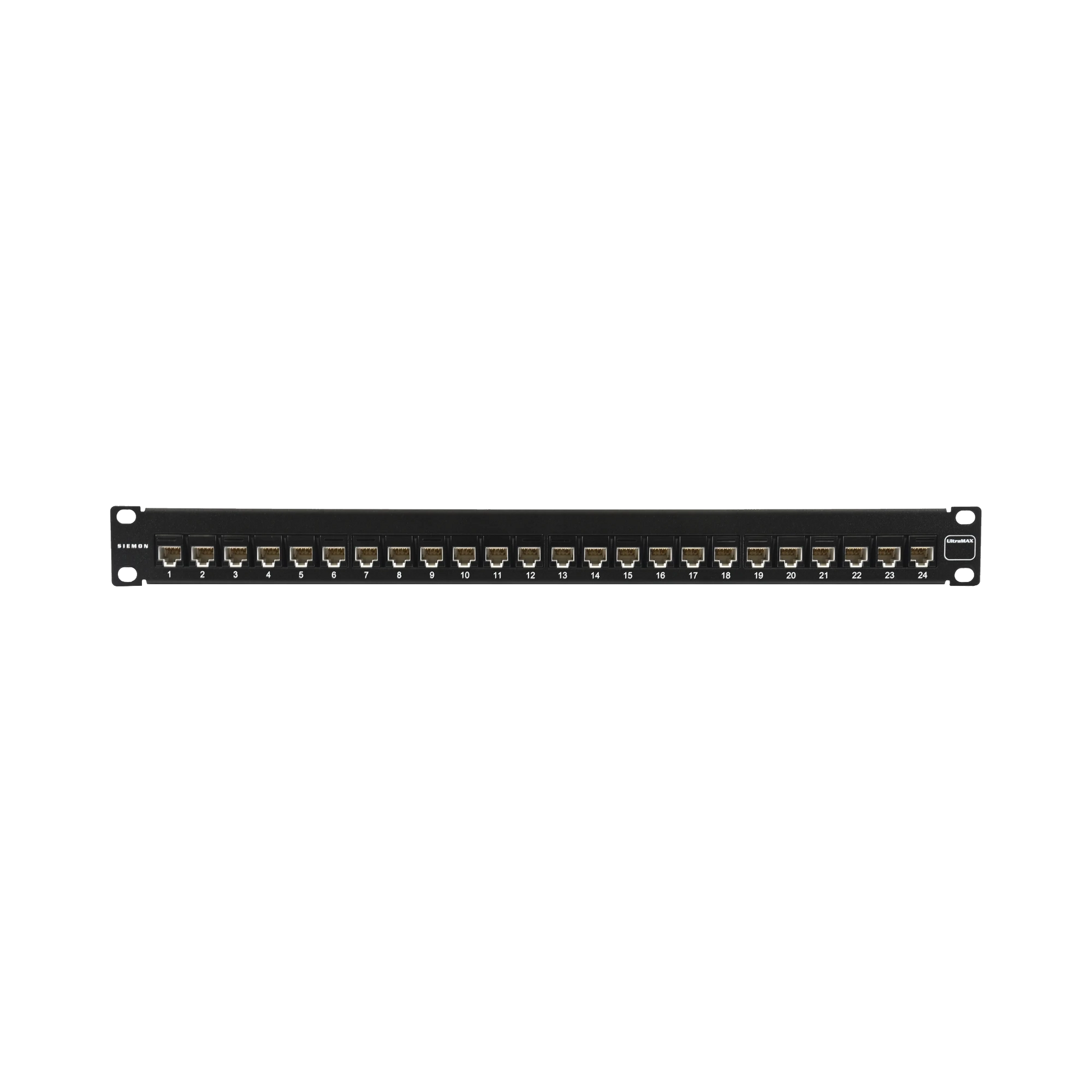 PATCH PANEL ULTRAMAX. UTP, PRECARGADO CON JACKS CAT6, 24 PUERTOS, PLANO, 1U-Cableado de Cobre-SIEMON-Bsai Seguridad & Controles
