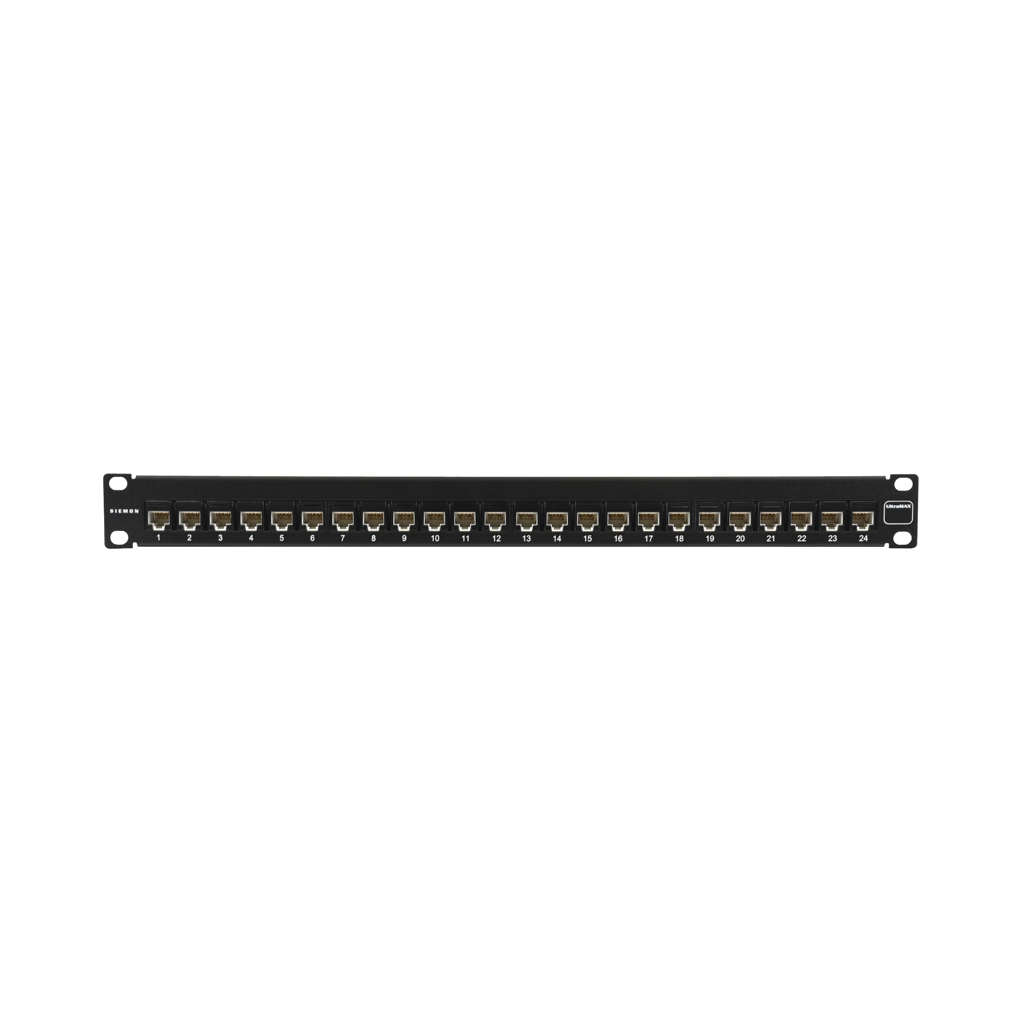 PATCH PANEL ULTRAMAX. UTP, PRECARGADO CON JACKS CAT6, 24 PUERTOS, PLANO, 1U-Cableado de Cobre-SIEMON-Bsai Seguridad & Controles