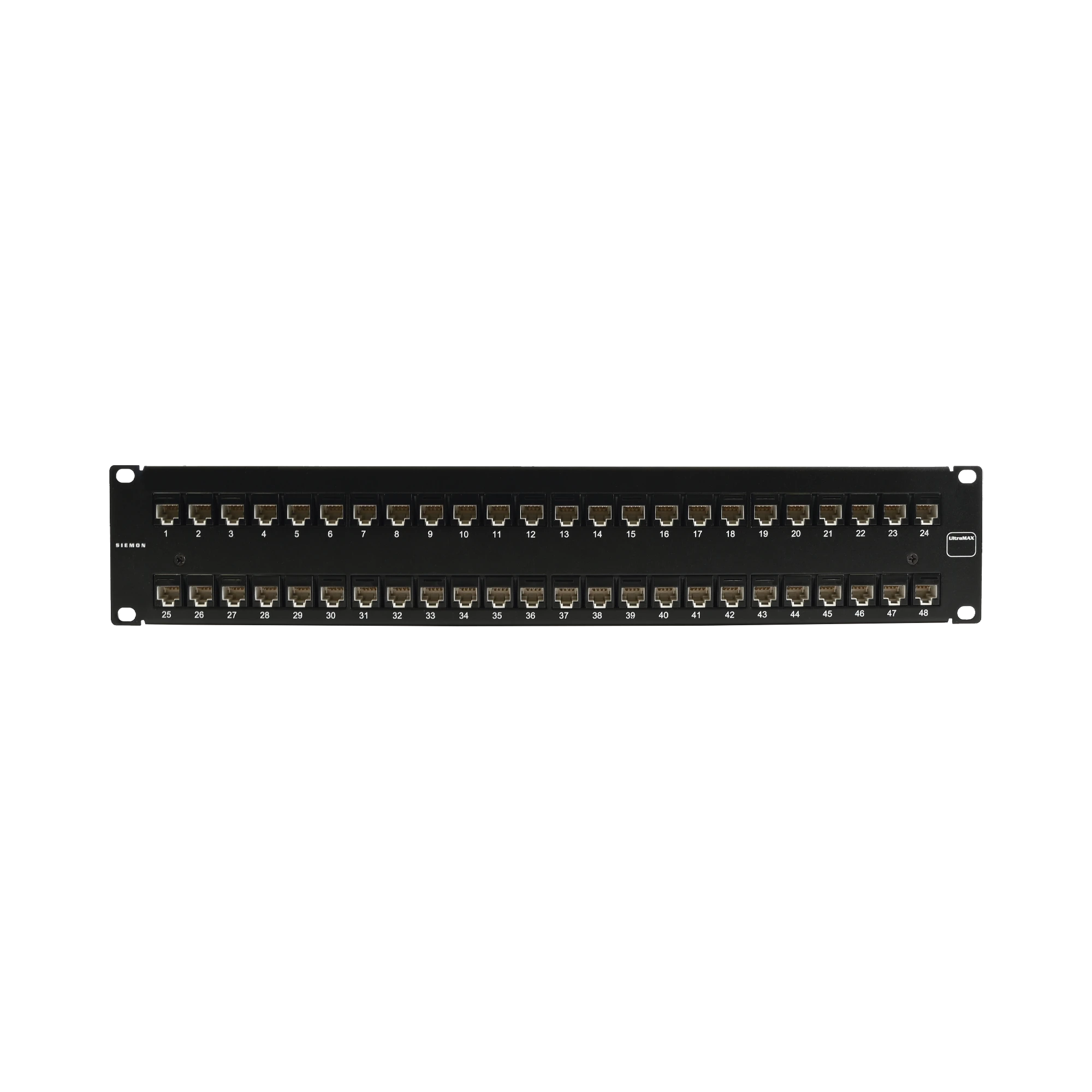 PATCH PANEL ULTRAMAX. UTP, PRECARGADO CON JACKS CAT6, 48 PUERTOS, PLANO, 2U-Cableado de Cobre-SIEMON-Bsai Seguridad & Controles