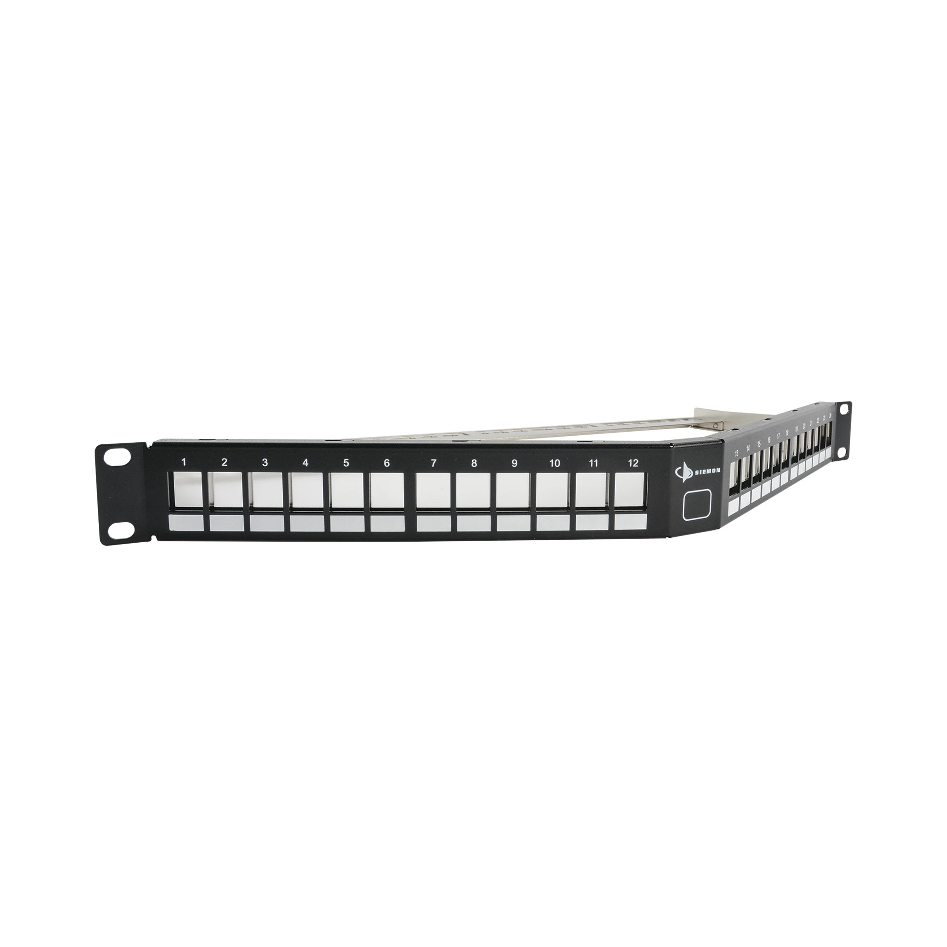 PATCH PANEL UTP KEYSTONE DE 24 PUERTOS MODULAR ANGULADO, 1UR, COMPATIBLE CON JACKS KEYSTONE UTP Z-MAX® Y MAX®-Patch Panels-SIEMON-Bsai Seguridad & Controles