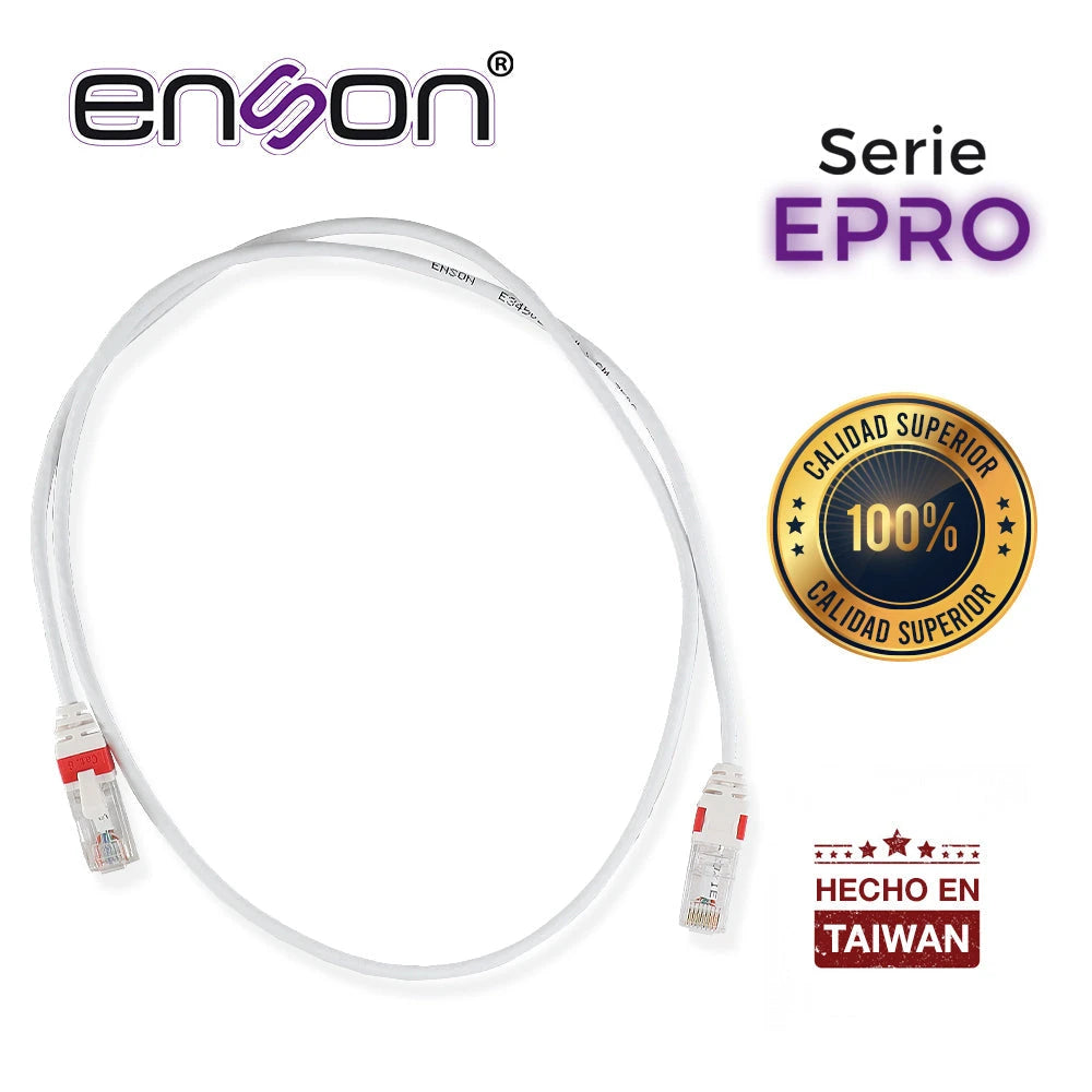 PATCHCORD RJ45 ENSON EPRO-6PC90-WH DE 90CM CAT6 COLOR BLANCO ULTRADELGADO IDEAL PARA TERMINADOS EN PATCHPANEL DE ALTA DENSIDAD-Canalizacion-ENSON-Bsai Seguridad & Controles