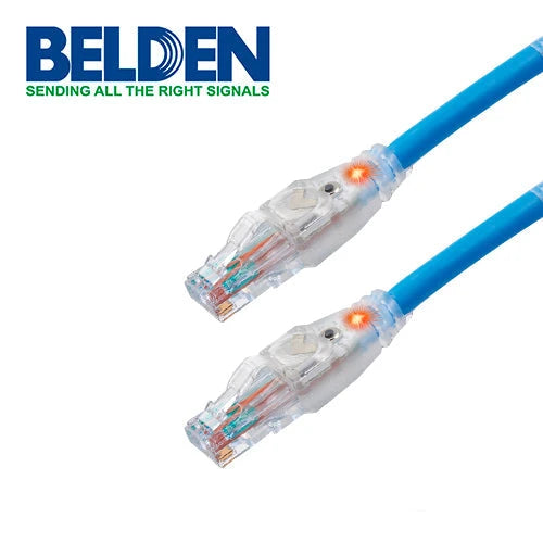 PATCHCORD UTP CAT6A TRACEABLE CON LUZ LED BELDEN CAT1106007 FORRO PVC AZUL CMR-RISER 4 PARES CALIBRE CONDUCTOR 24 AWG 100% COBRE USO INTERIOR PARTES RELACIONADAS: CONECTORES MODULARES CAT6A PATCH PANEL CAT6A LONGITUD 7 PIES 2.1 METROS-Patch Cords-BELDEN-Bsai Seguridad & Controles