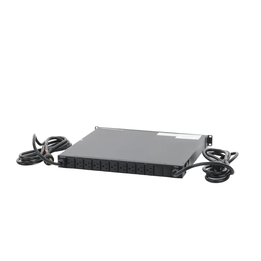 PDU MONITOREABLE DE TRANSFERENCIA AUTOMÁTICA ATS (FUENTE REDUNDANTE), CON 10 SALIDAS 5-15R, ENCHUFES DE ENTRADA L5-20P, INSTALACIÓN HORIZONTAL DE 19IN, 1UR, 20 AMP, 120 VCA-PDU-HOFFMAN-Bsai Seguridad & Controles