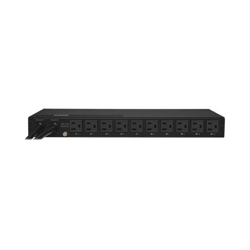 PDU PARA DISTRIBUCIÓN DE ENERGÍA ATS CON FUENTE SWITCHEADA REDUNDANTE AUTOTRANSFERIBLE Y MONITOREO REMOTO CON 10 TOMAS NEMA 5-15R TRASERAS Y 2 CLAVIJAS NEMA 5-15P-Pdu-CYBERPOWER-PDU15SW10ATNET-Bsai Seguridad & Controles