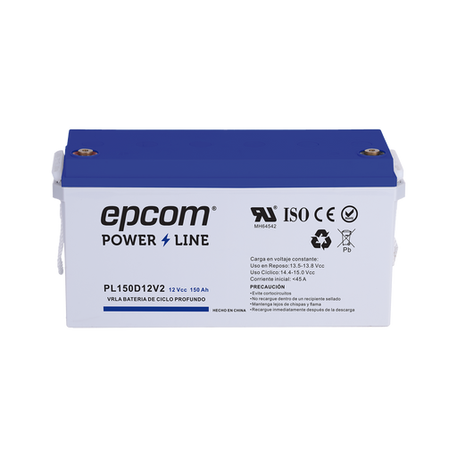 BATERÍA 12 VCC / 150 AH / UL / TECNOLOGÍA AGM-VRLA / CICLO PROFUNDO / USO EN APLICACIÓN FOTOVOLTAICA / TERMINALES T5-Baterías y Cargadores-EPCOM POWERLINE-PL150D12V2-Bsai Seguridad & Controles