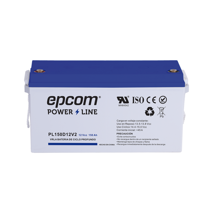 BATERÍA 12 VCC / 150 AH / UL / TECNOLOGÍA AGM-VRLA / CICLO PROFUNDO / USO EN APLICACIÓN FOTOVOLTAICA / TERMINALES T5-Baterías y Cargadores-EPCOM POWERLINE-PL150D12V2-Bsai Seguridad & Controles