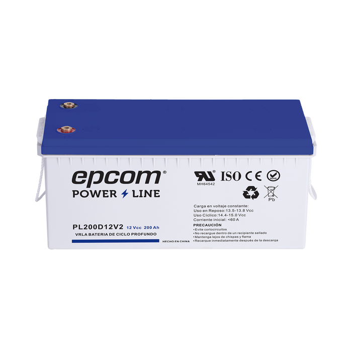 BATERÍA 12 VCC / 200 AH / UL / TECNOLOGÍA AGM-VRLA / CICLO PROFUNDO / PARA USO EN APLICACIONES FOTOVOLTAICAS Y DE EMERGENCIA / TERMINALES T5-Baterías y Cargadores-EPCOM POWERLINE-PL200D12V2-Bsai Seguridad & Controles