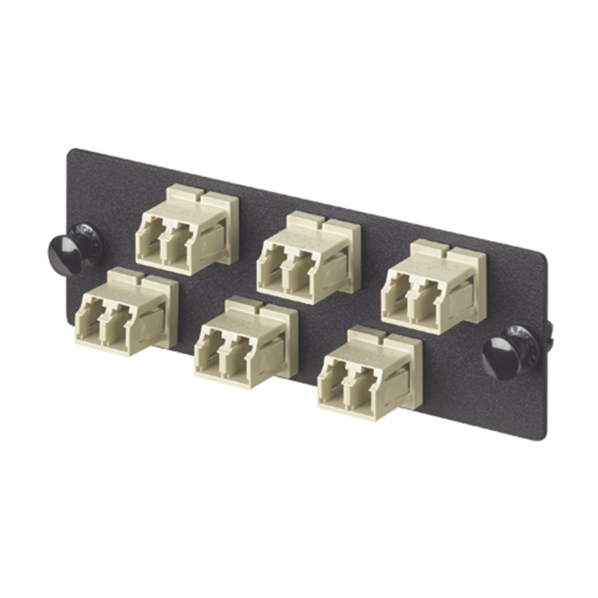 PLACA ACOPLADORA DE FIBRA OPTICA FAP, CON 6 CONECTORES LC DUPLEX (12 FIBRAS), PARA FIBRA MULTIMODO OM1, COLOR MARFIL-Distribuidores de Fibra Optica-PANDUIT-Bsai Seguridad & Controles