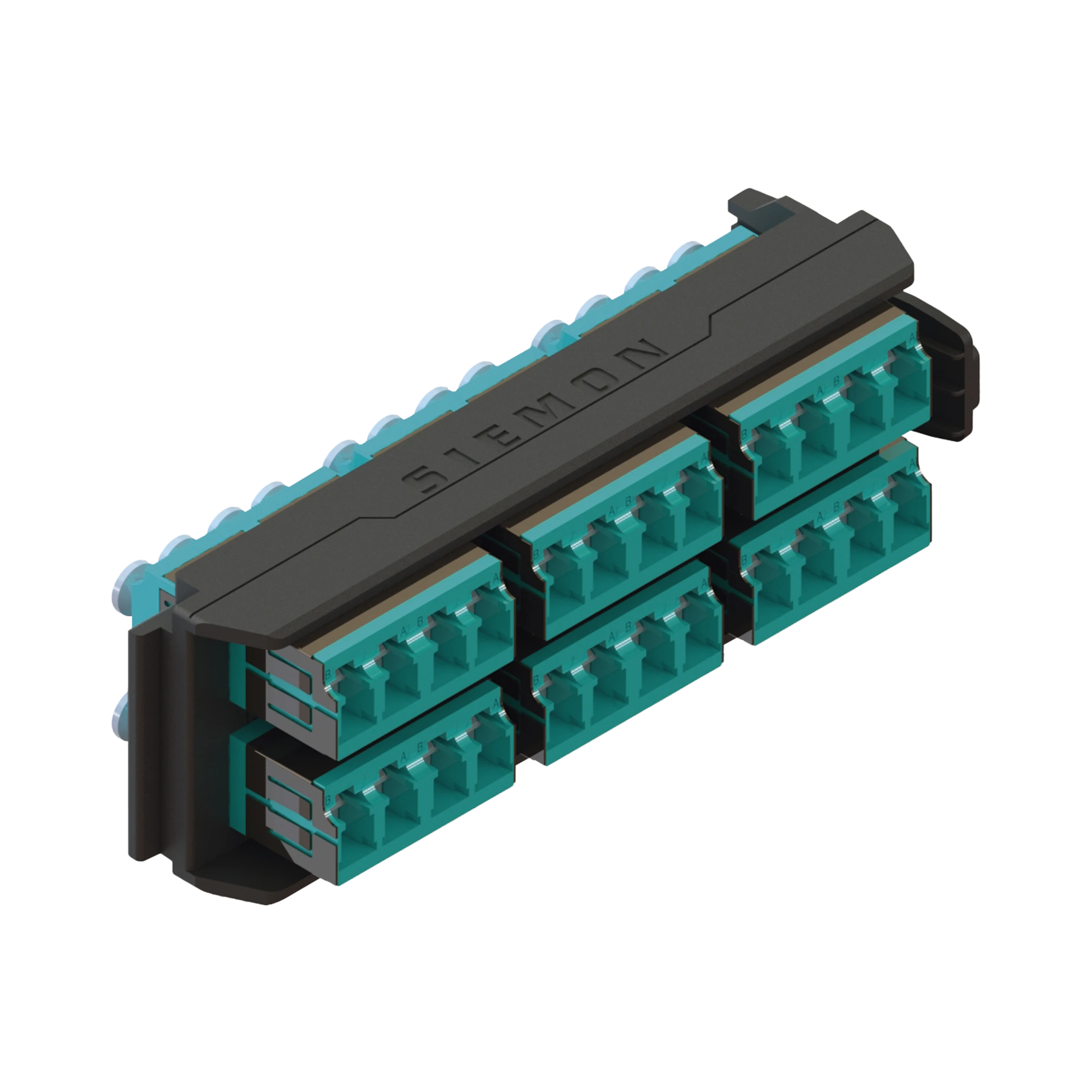 PLACA ACOPLADORA DE FIBRA ÓPTICA LIGHTVERSE, CON 6 CONECTORES LC “SHUTTERED” (24 FIBRAS), PARA FIBRA MULTIMODO, COLOR AQUA, INCLUYE TAPAS CUBRE POLVO ABATIBLES INTEGRADAS POR CADA CONECTOR.-Fibra Óptica-SIEMON-Bsai Seguridad & Controles