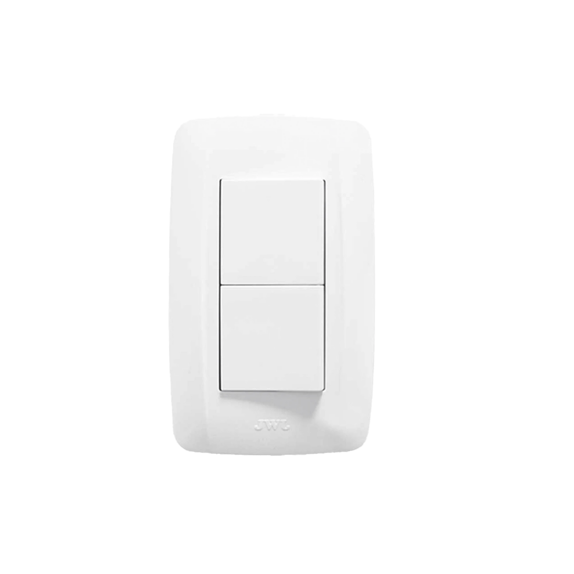 PLACA CON 2 INTERRUPTORES SENCILLOS 10 A/ 127 V CA ~ 60 HZ / 1 1/2 MÓDULOS / COLOR BLANCO.-Iluminación-JWJ-Bsai Seguridad & Controles