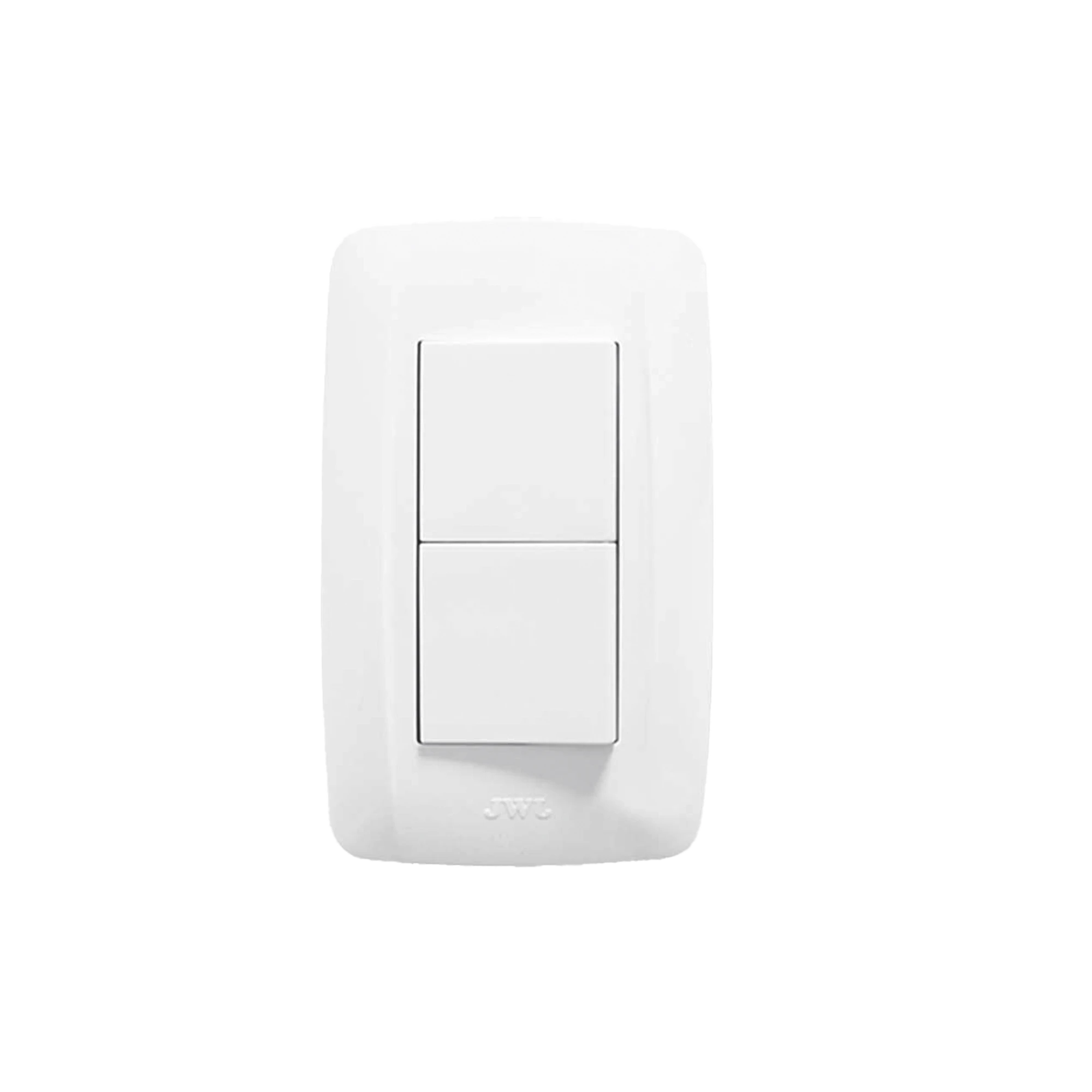 PLACA CON 2 INTERRUPTORES SENCILLOS 10 A/ 127 V CA ~ 60 HZ / 1 1/2 MÓDULOS / COLOR BLANCO.-Iluminación-JWJ-Bsai Seguridad & Controles