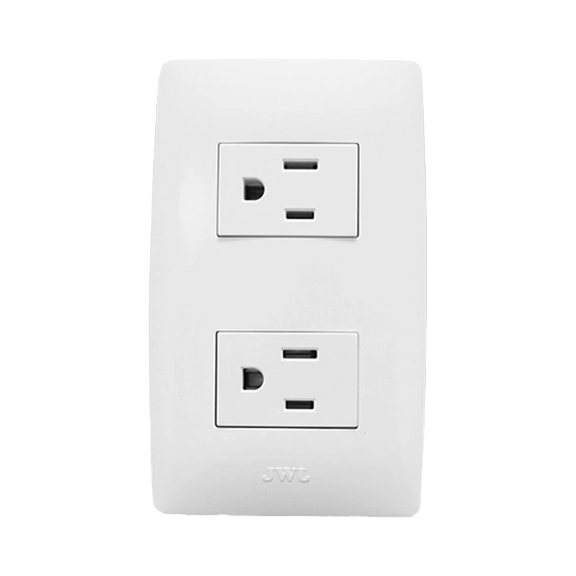 PLACA CON 2 TOMAS DE CORRIENTE 2P Y T / 127 V~60 HZ 15 A / 1 MODULO.-Iluminación-JWJ-Bsai Seguridad & Controles