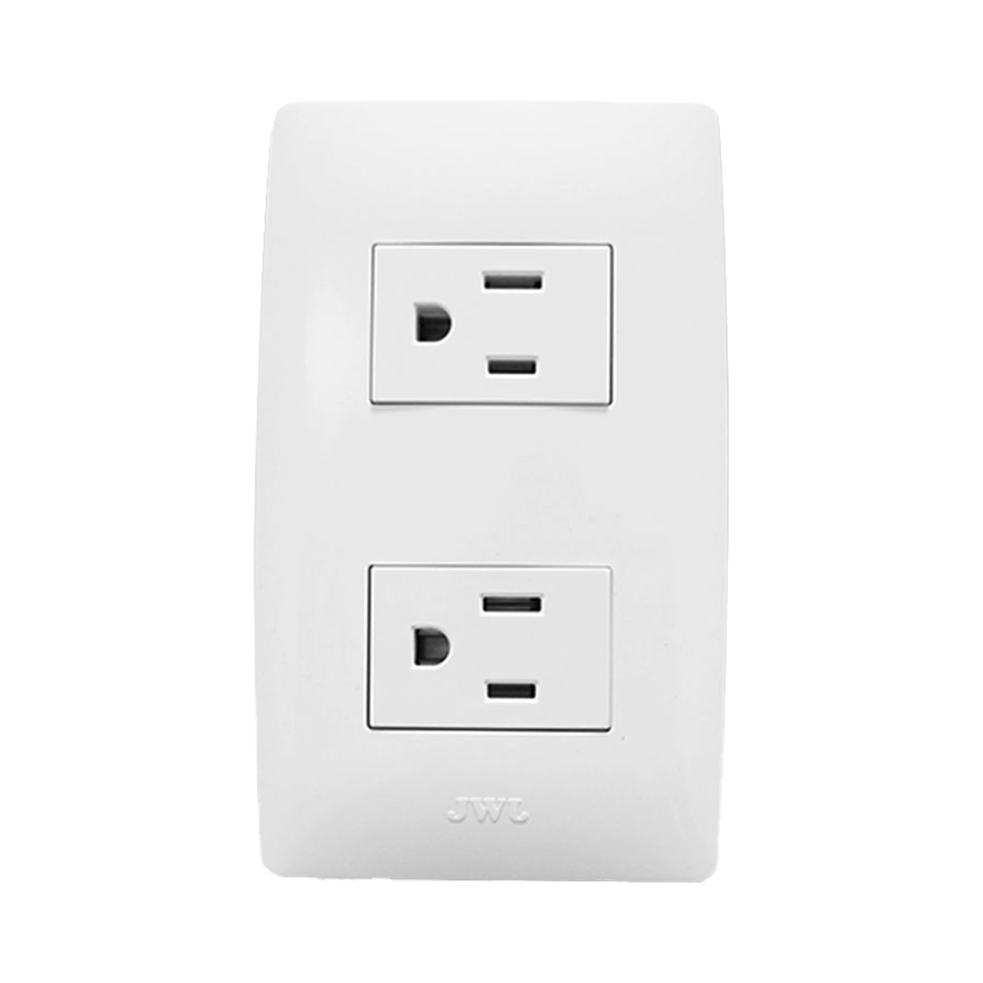 PLACA CON 2 TOMAS DE CORRIENTE 2P Y T / 127 V~60 HZ 15 A / 1 MODULO.-Iluminación-JWJ-Bsai Seguridad & Controles