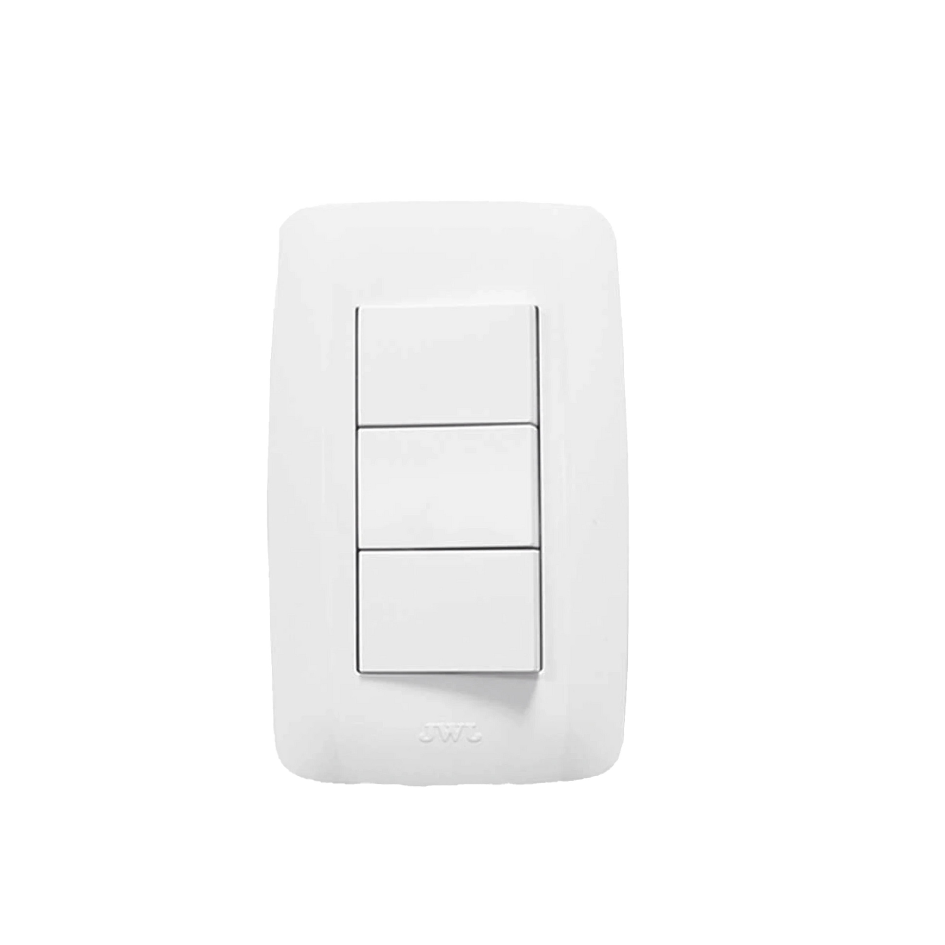PLACA CON 3 INTERRUPTORES SENCILLOS 10 A/ 127 V CA ~ 60 HZ / 1 MÓDULO / COLOR BLANCO.-Iluminación-JWJ-Bsai Seguridad & Controles