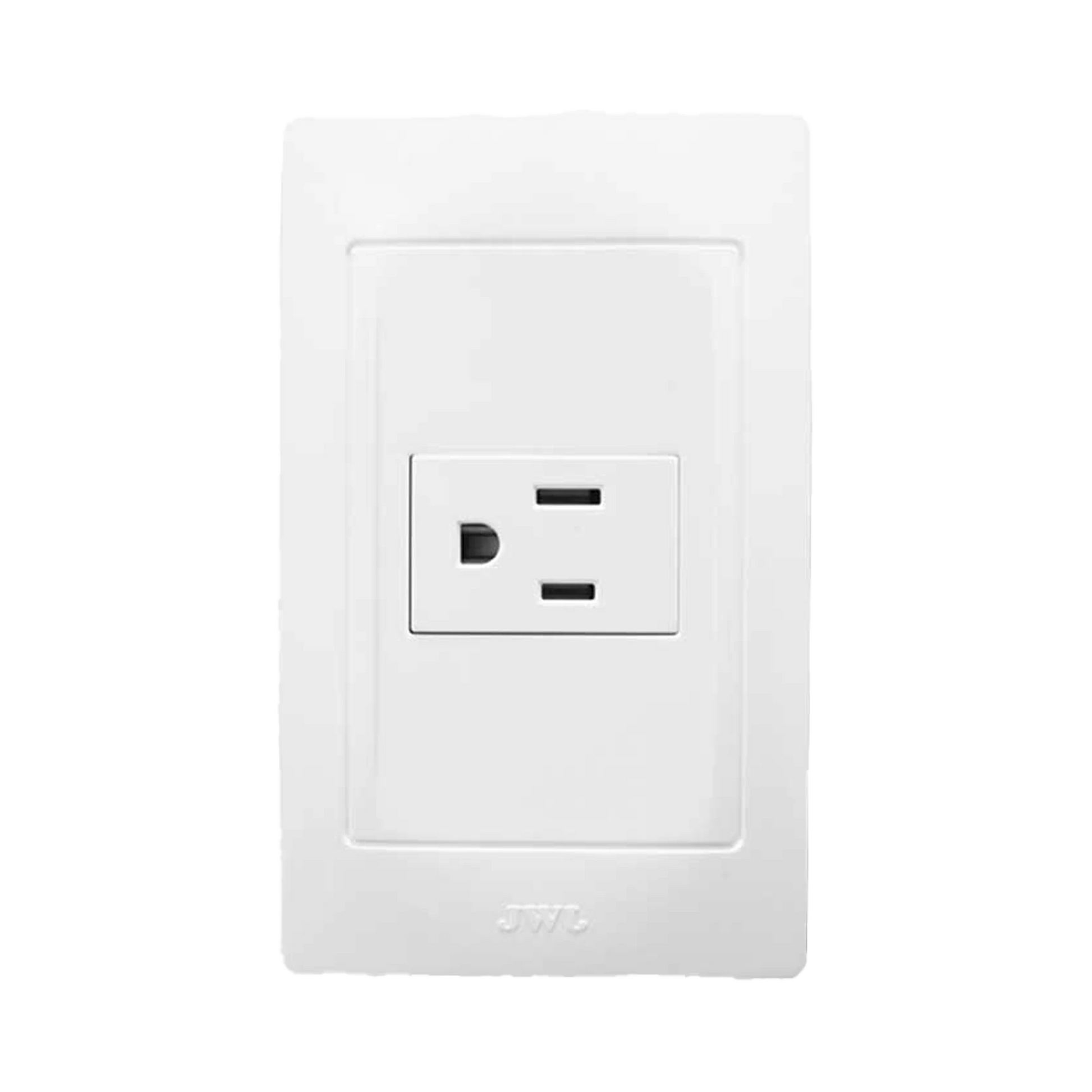 PLACA CON TOMA DE CORRIENTE 2P Y T / 1 MODULO / 127 V~60 HZ 15 A.-Iluminación-JWJ-Bsai Seguridad & Controles