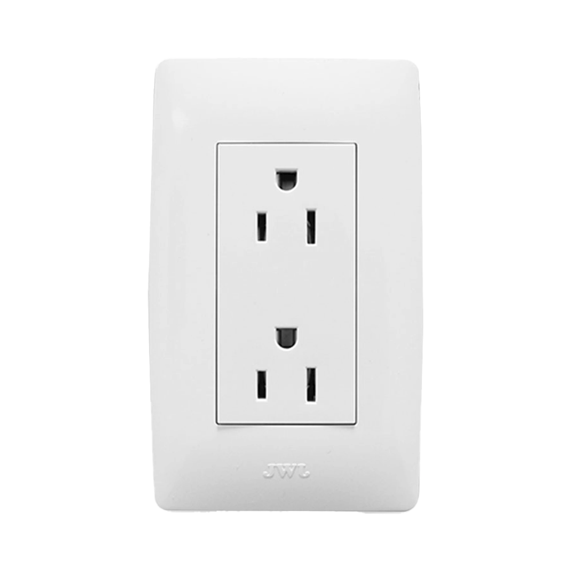 PLACA CON TOMA DE CORRIENTE 2P Y T / 127 V~60 HZ 15 A / 1 MODULO,-Iluminación-JWJ-Bsai Seguridad & Controles