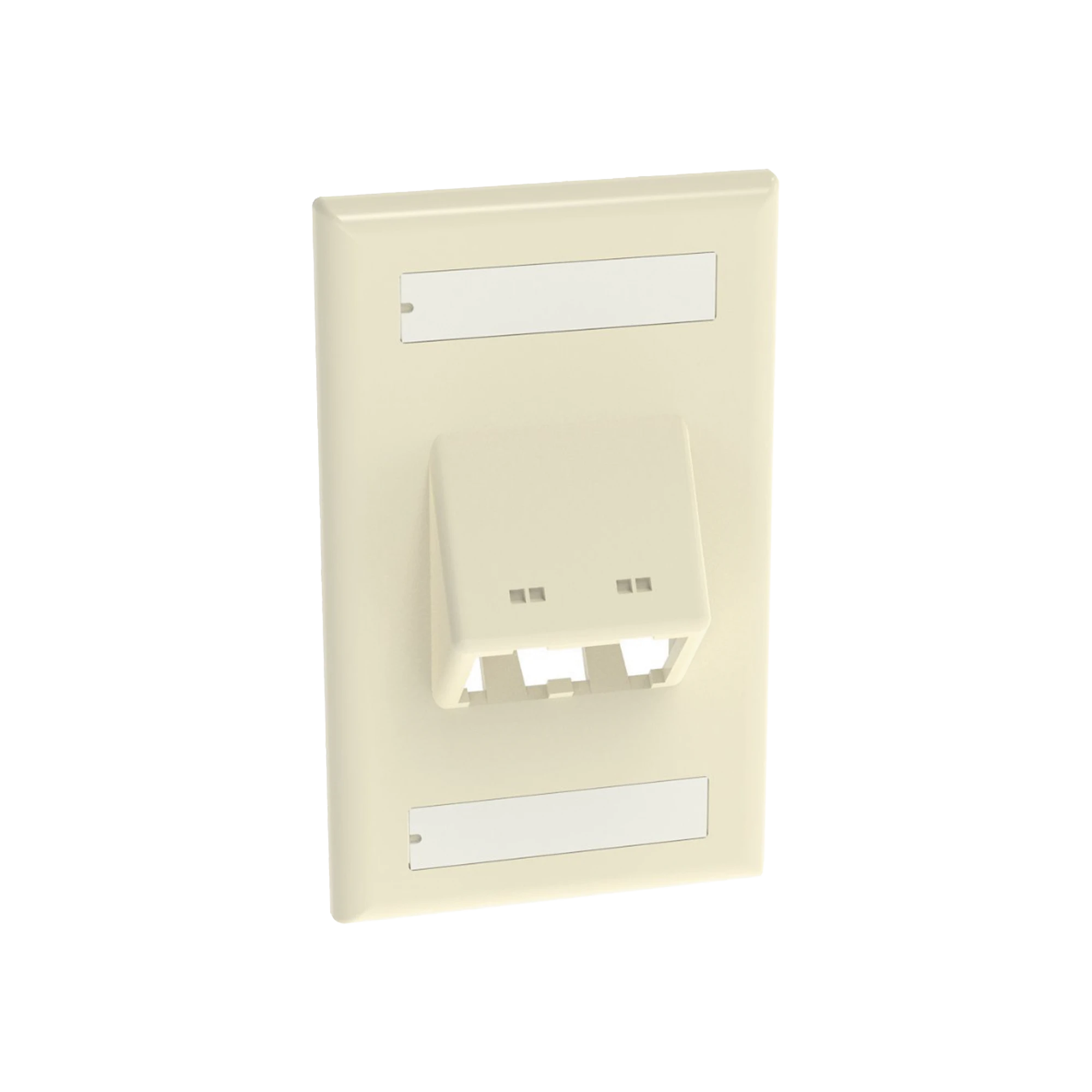 PLACA DE PARED VERTICAL CLÁSICA, SALIDA PARA 2 PUERTOS MINI-COM INCLINADOS, CON ESPACIOS PARA ETIQUETAS, COLOR MARFIL-Cableado-PANDUIT-Bsai Seguridad & Controles