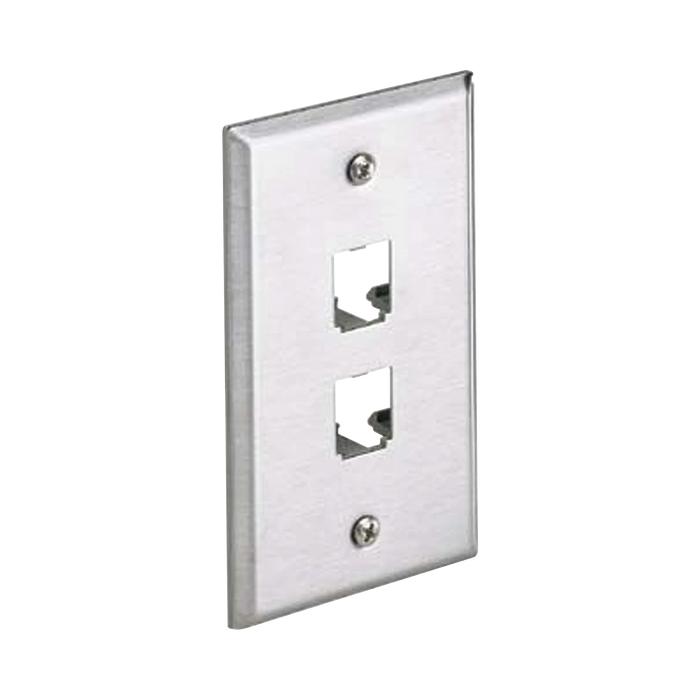 PLACA DE PARED VERTICAL, DE ACERO INOXIDABLE, SALIDA PARA 2 PUERTOS MINI-COM-Faceplates-PANDUIT-Bsai Seguridad & Controles