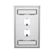 PLACA DE PARED VERTICAL, DE ACERO INOXIDABLE, SALIDA PARA 2 PUERTOS MINI-COM, CON ESPACIOS PARA ETIQUETAS-Cableado-PANDUIT-Bsai Seguridad & Controles