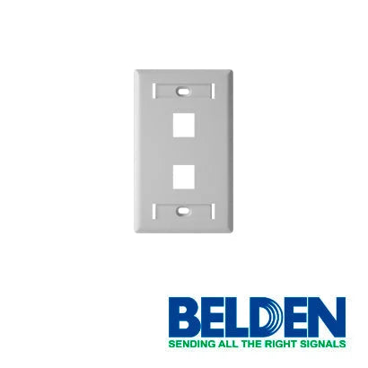 PLACA DE PARED (FACEPLATE) BELDEN AX102655 2 PUERTOS COMPATIBLE CON JACKS ESTILO KEYCONNECT UNIVERSAL CAT6A CAT6 CAT5E CONECTORES DE FIBRA ÓPTICA Y COAXIALES COLOR BLANCO USO INTERIOR MATERIAL PLÁSTICO UL94V INCLUYE TORNILLO 6-32 ETIQUETA DE CARTON VEN...-Faceplates-BELDEN-Bsai Seguridad & Controles