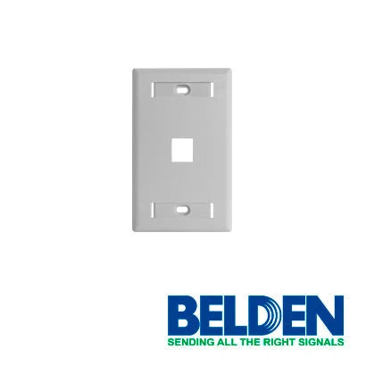 PLACA DE PARED (FACEPLATE) BELDEN AX102660 1 PUERTO COMPATIBLE CON JACKS ESTILO KEYCONNECT UNIVERSAL CAT6A CAT6 CAT5E CONECTORES DE FIBRA ÓPTICA Y COAXIALES COLOR BLANCO USO INTERIOR MATERIAL PLÁSTICO UL94V INCLUYE TORNILLO 6-32 ETIQUETA DE CARTON VEN...-Faceplates-BELDEN-Bsai Seguridad & Controles