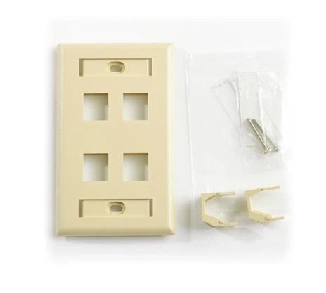 PLACA DE PARED (FACEPLATE) BELDEN AX104198 4 PUERTOS COMPATIBLE CON JACKS ESTILO KEYCONNECT CAT6A CAT6 CAT5E CONECTORES DE FIBRA ÓPTICA Y COAXIALES COLOR MARFIL USO INTERIOR MATERIAL PLÁSTICO UL94V INCLUYE TORNILLO 6-32 ETIQUETA DE CARTON VENTANA TRANS...-Conectores-BELDEN-Bsai Seguridad & Controles