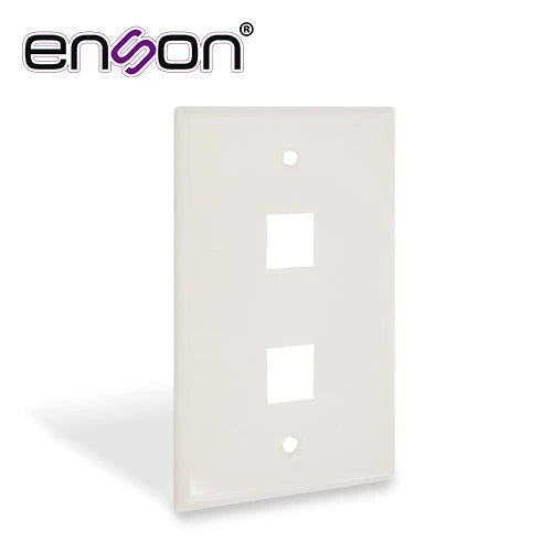 PLACA DE PARED (FACEPLATE) UNIVERSAL ENS-FP62 ENSON 2 PUERTOS ESTILO KEYCONNECT CAT6A CAT6 CAT5E CONECTORES DE FIBRA OPTICA Y COAXIALES COLOR BLANCO USO INTERIOR MATERIAL PLASTICO ABS-Faceplates-ENSON-Bsai Seguridad & Controles