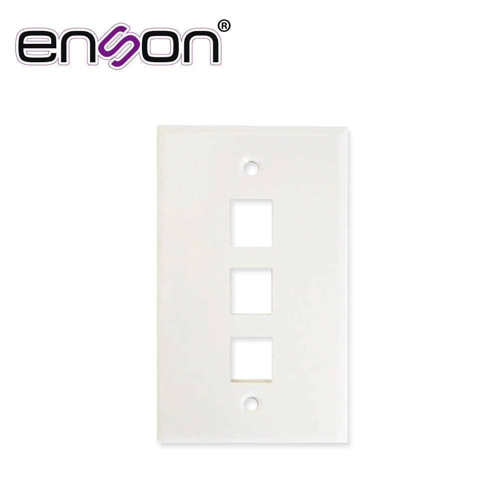 PLACA DE PARED (FACEPLATE) UNIVERSAL ENS-FP63 ENSON 3 PUERTOS ESTILO KEYCONNECT CAT6A CAT6 CAT5E CONECTORES DE FIBRA OPTICA Y COAXIALES COLOR BLANCO USO INTERIOR MATERIAL PLASTICO ABS-Faceplates-ENSON-Bsai Seguridad & Controles