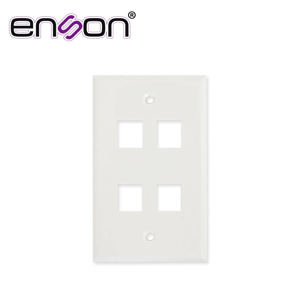 PLACA DE PARED (FACEPLATE) UNIVERSAL ENS-FP64 ENSON 4 PUERTOS ESTILO KEYCONNECT CAT6A CAT6 CAT5E CONECTORES DE FIBRA OPTICA Y COAXIALES COLOR BLANCO USO INTERIOR MATERIAL PLASTICO ABS-Faceplates-ENSON-Bsai Seguridad & Controles