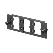 PLACA MODULAR FAP DE 6 PUERTOS MINI-COM, ACEPTA MÓDULOS DE FIBRA ÓPTICA, COBRE O AUDIO Y VIDEO, COLOR NEGRO-Distribuidores de Fibra Optica-PANDUIT-Bsai Seguridad & Controles
