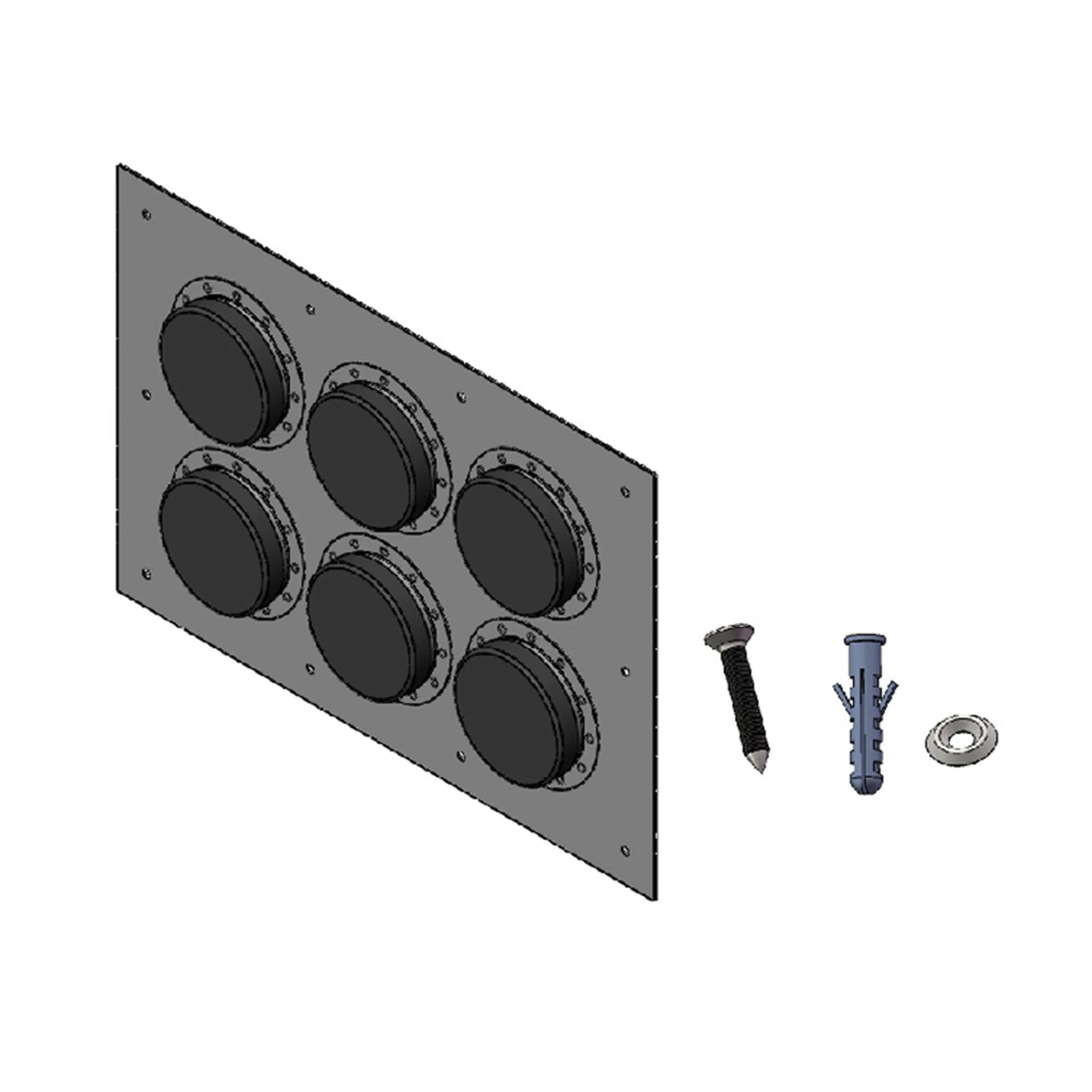 PLACA PASAMURO CON CAPACIDAD DE 6 BOTAS DE 4-Cableado-SYSCOM TOWERS-Bsai Seguridad & Controles