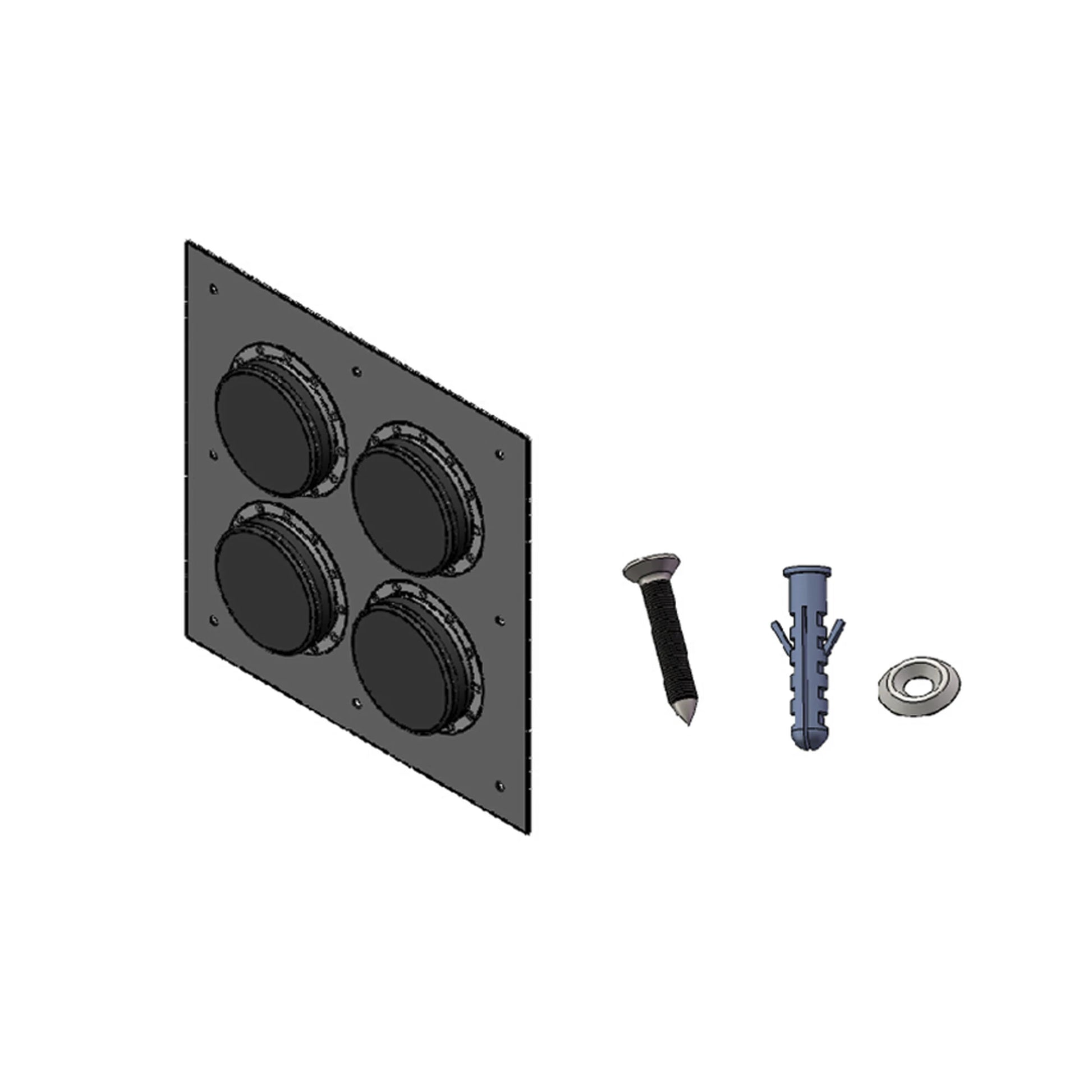 PLACA PASAMUROS CON CAPACIDAD DE 4 BOTAS DE 4-Cableado-SYSCOM TOWERS-Bsai Seguridad & Controles