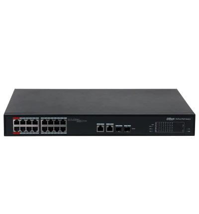 DAHUA DH-S4101-16ET2GF-240-C SWITCH POE ADMINISTRABLE EN LA NUBE DE 18 PUERTOS ETHERNET/ 16 PUERTOS POE/ 240 WATTS TOTALES/ 2 PUERTOS SFP/2 PUERTOS UPLINK/ POE WATCHDOG/ SWITCHING 7.2 GBPS/ PLATAFORMA DOLYNLK CARE-Switches POE-DAHUA-Bsai Seguridad & Controles