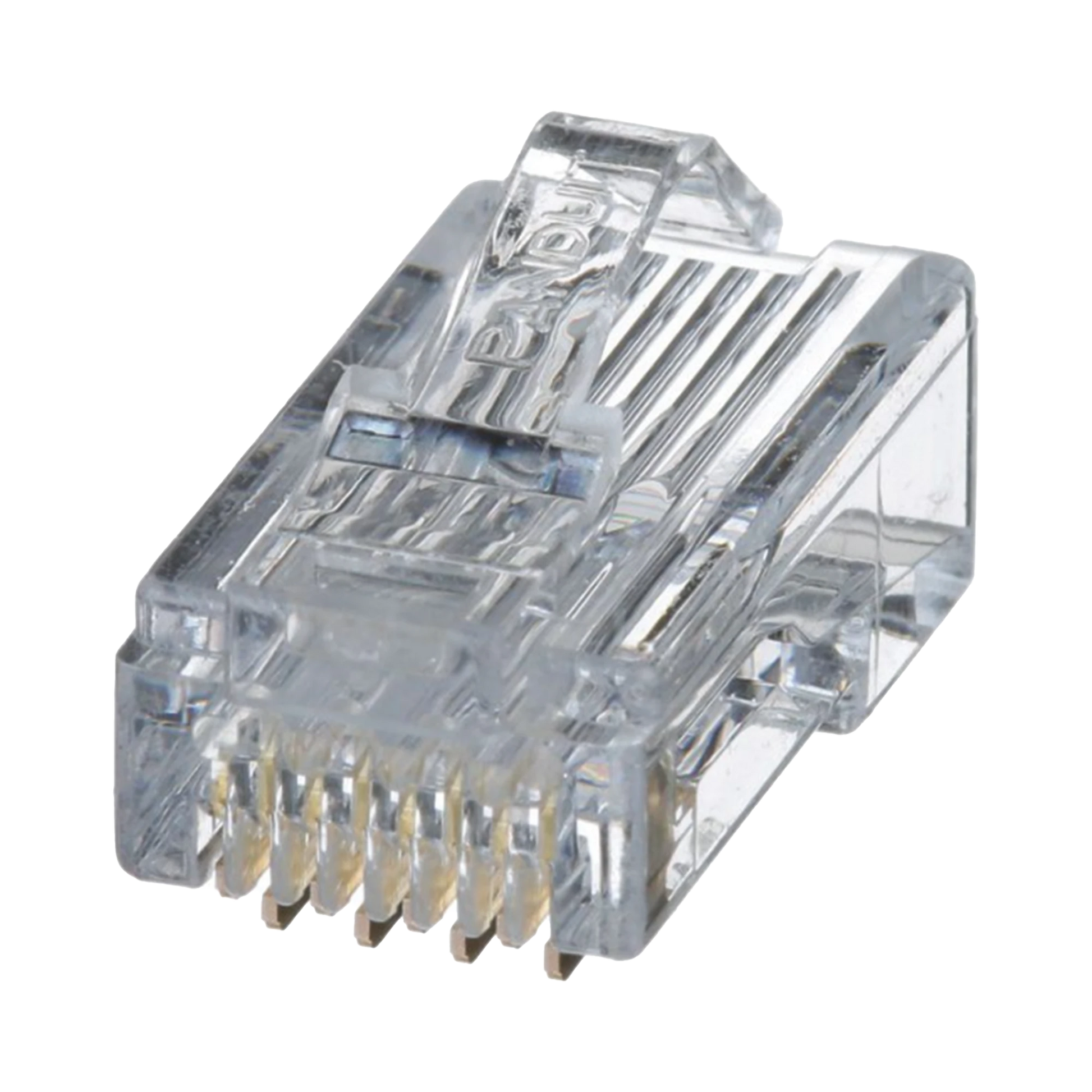 PLUG RJ45 CAT5E, PARA CABLE UTP DE CALIBRES 24-26 AWG, CHAPADO EN ORO DE 50 MICRAS, PAQUETE DE 100 PIEZAS-Cableado-PANDUIT-Bsai Seguridad & Controles