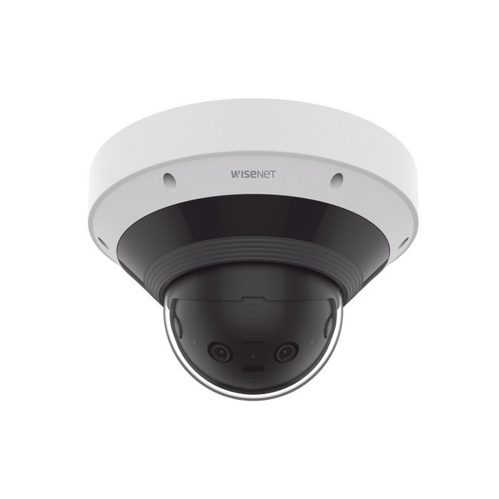 CÁMARA IP 8 MP ANTIVANDÁLICA PANORÁMICA 180 O 209º / H.265 & WISESTREAM / IP66 / IK10 / POE+-Cámaras IP y NVRs-Hanwha Techwin Wisenet-PNM-C9022RV-Bsai Seguridad & Controles