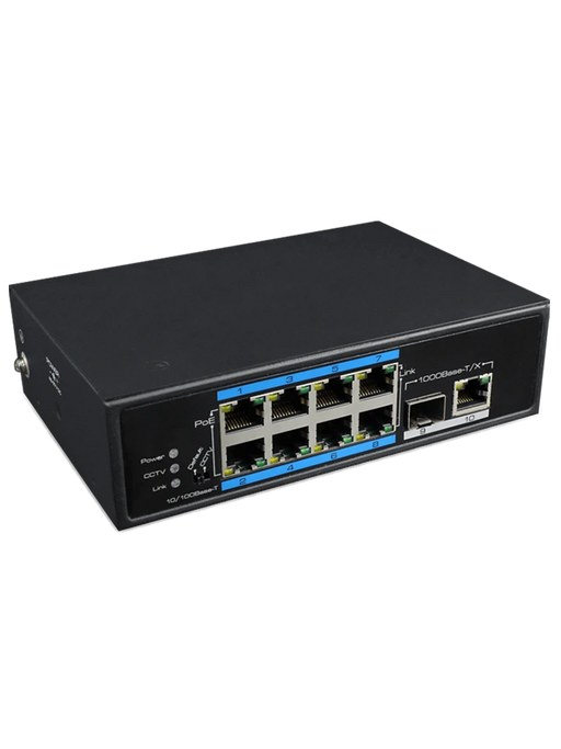 UTEPO UTP7108EPOE - SWITCH INDUSTRIAL POE / 8 PUERTOS FAST ETHERNET / 1 PUERTO SFP GIGABIT / 1 PUERTO RJ45 GIGABIT / 802.3AF&AT / MODO CCTV / POE 120 WATTS-Switches POE-UTEPO-UGC6100001-Bsai Seguridad & Controles