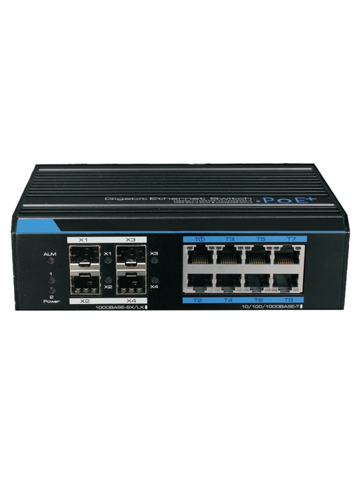 UTEPO UTP7308GEPOE - SWITCH INDUSTRIAL GIGABIT POE ADMINISTRABLE / L2 / 8 PUERTOS POE GIGABIT / 4 PUERTOS SFP GIGABIT / 802.3AF&AT / FAST RING / POE 150 WATTS-Switches POE-UTEPO-UGC097005-Bsai Seguridad & Controles