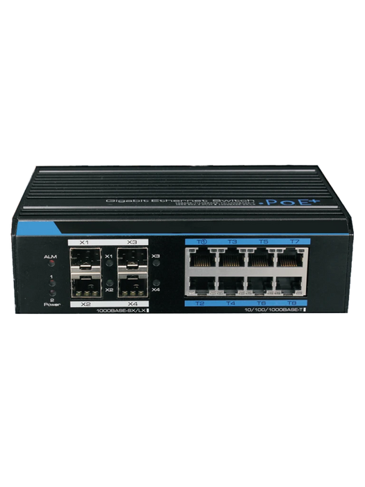 UTEPO UTP7308GEPOE - SWITCH INDUSTRIAL GIGABIT POE ADMINISTRABLE / L2 / 8 PUERTOS POE GIGABIT / 4 PUERTOS SFP GIGABIT / 802.3AF&AT / FAST RING / POE 150 WATTS-Switches POE-UTEPO-UGC097005-Bsai Seguridad & Controles